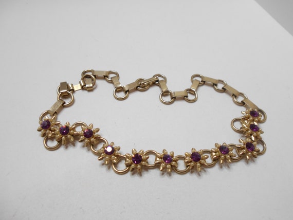 Vintage Amethyst Rhinestone Choker Necklace (7181… - image 3