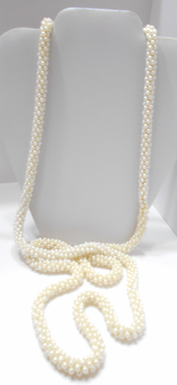 Vintage 54" Faux Pearl Necklace (5991) 4mm Single… - image 2