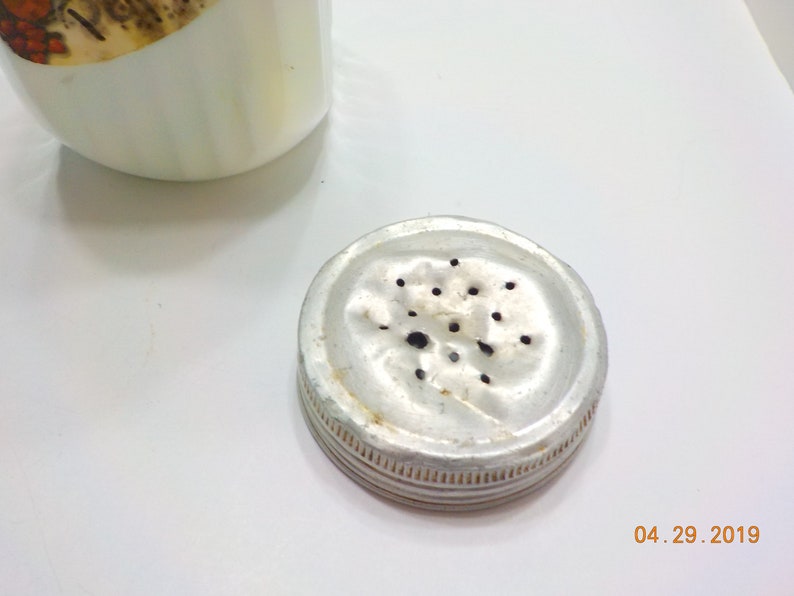 33 Aluminum Lid HA Vintage Milk Glass Pepper Shaker