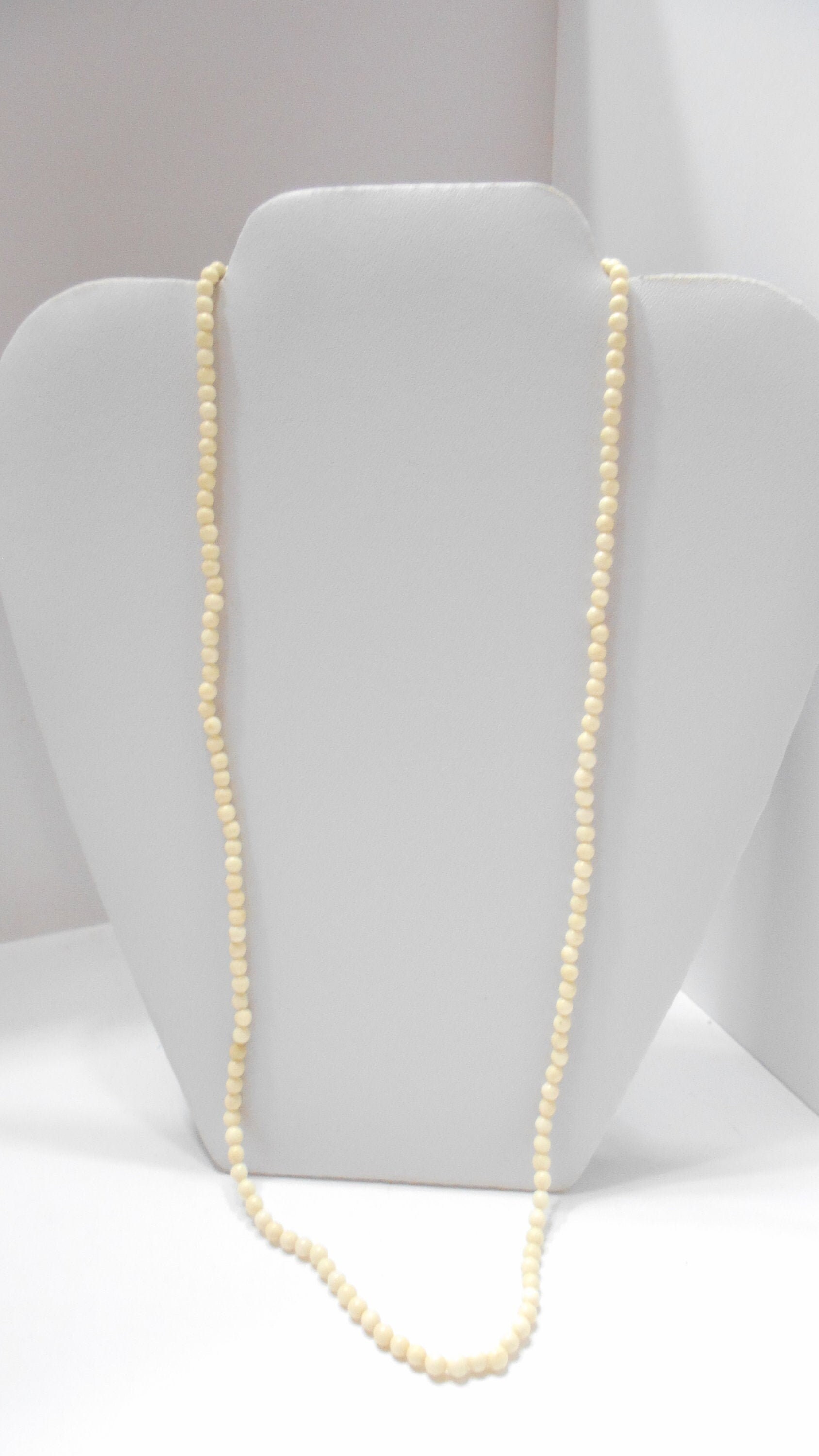 Collier Vintage En Bois Avec Pierre - Longueur 61.5 Cm, Comme Neuf
