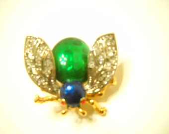 Vintage & Gorgeous Rhinestone Fly Brooch, Pave Settings