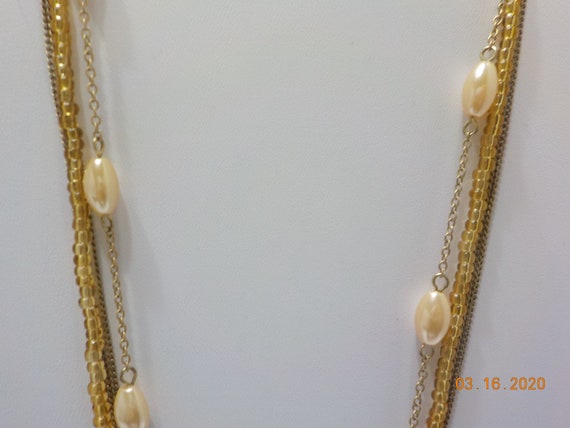 Vintage Four Strand Choker Necklace (7528) Faux P… - image 2