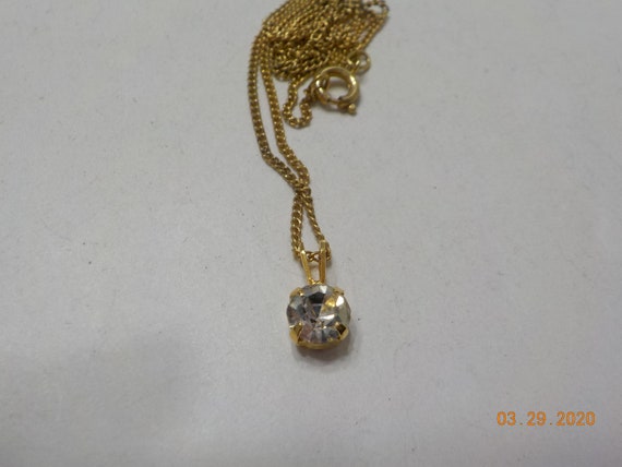 Vintage Sparkly Rhinestone Pendant Necklace (448)… - image 2