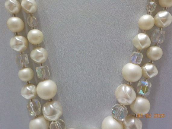 Vintage Faux Pearls & Crystal Choker Necklace (62… - image 3