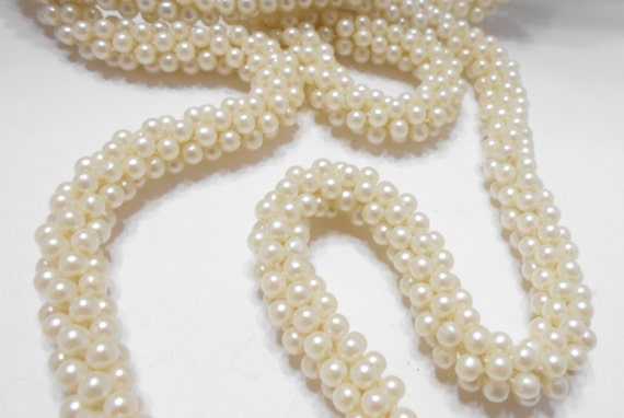 Vintage 54" Faux Pearl Necklace (5991) 4mm Single… - image 3