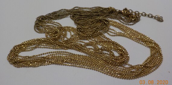 Vintage 34" Nine Strands Necklace (7424) Two-Tone… - image 4