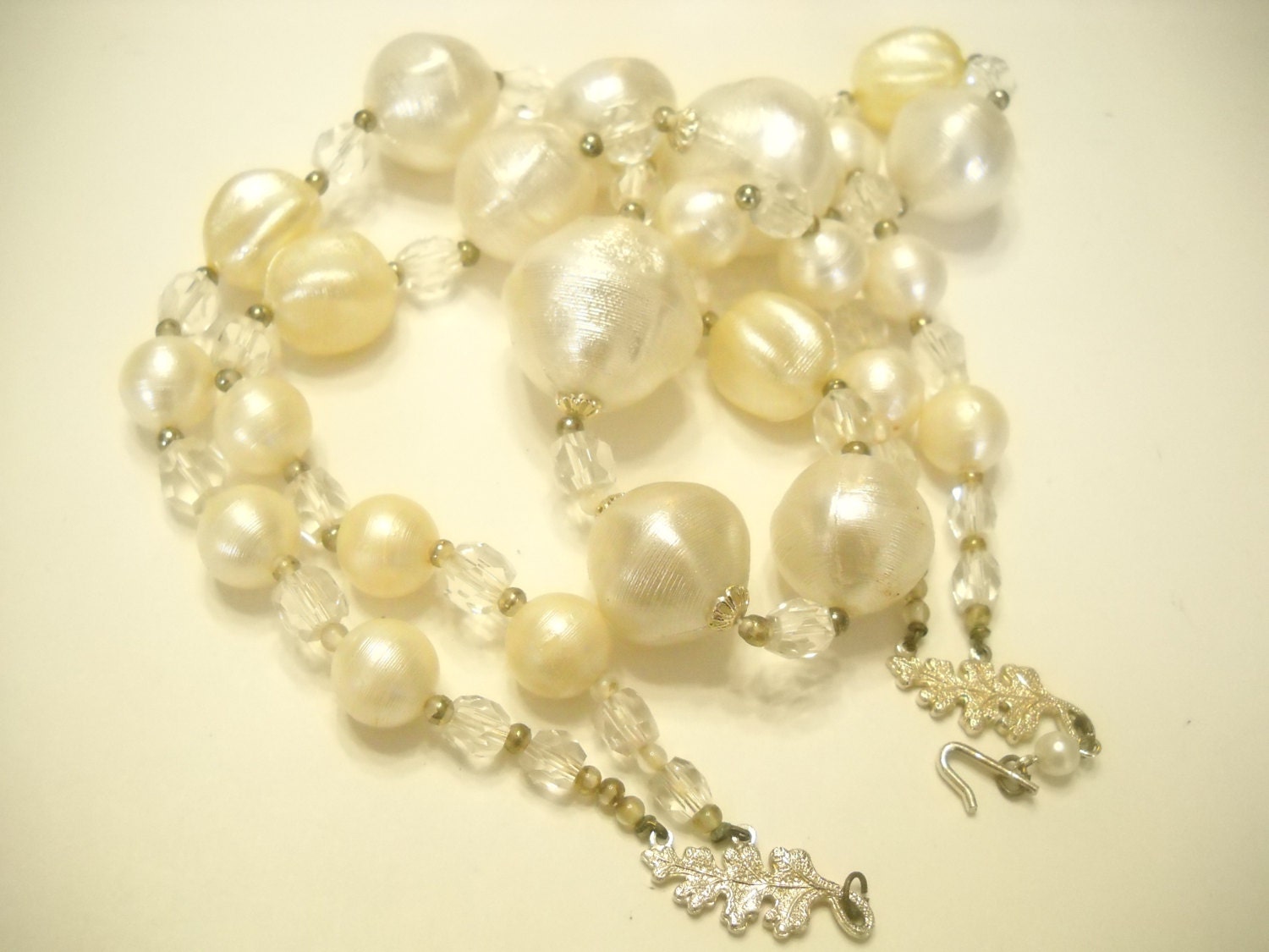 Vintage Double Strand Faux Pearl Necklace Knotted Pearls Antique Silve –  Shop Thrift World