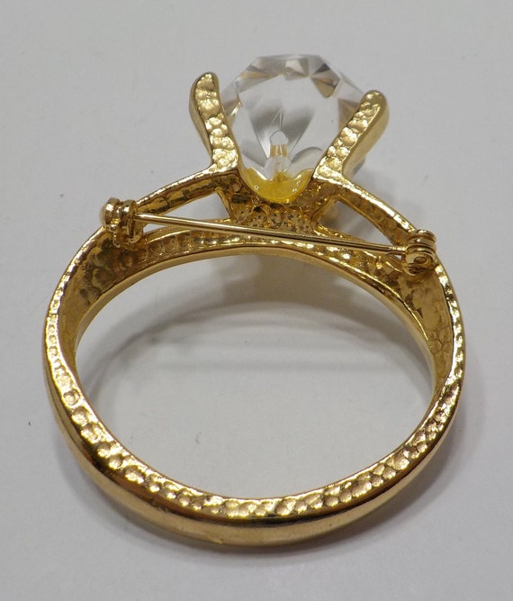 Vintage Large Crystal Engagement Ring Brooch (451… - image 8