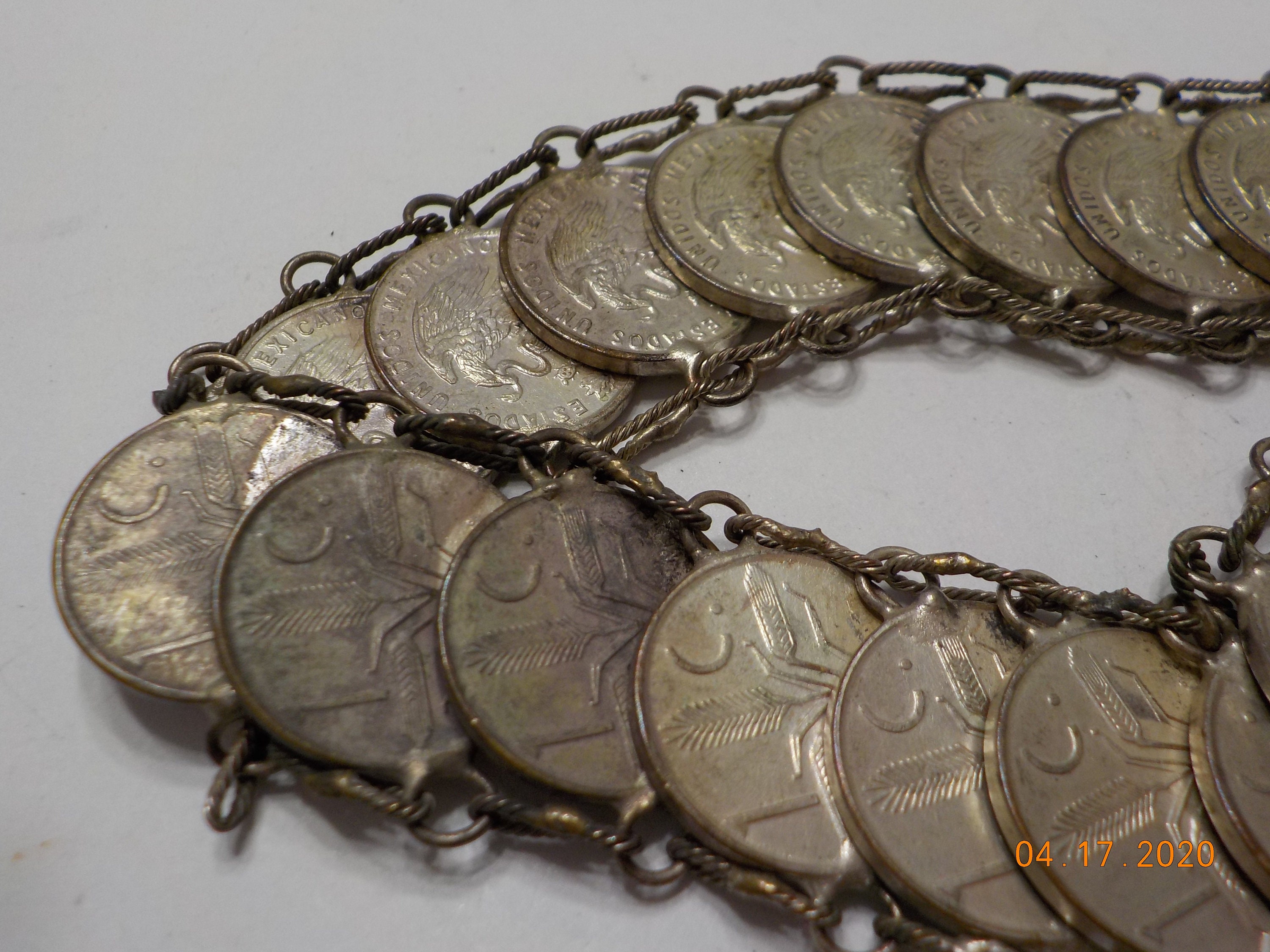 Vintage 1950s Cinco Centavos Coin Bracelet 1285 Silver - Etsy