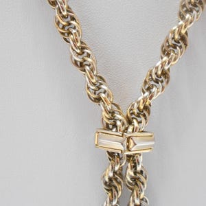 Vintage Gold Tone Metal Adjustable Lariat Necklace 5065 image 2