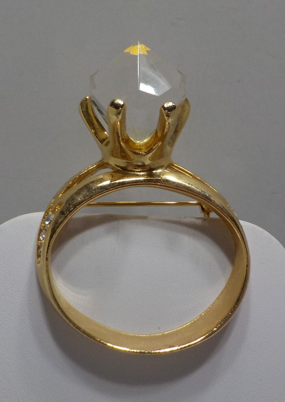 Vintage Large Crystal Engagement Ring Brooch (451… - image 3