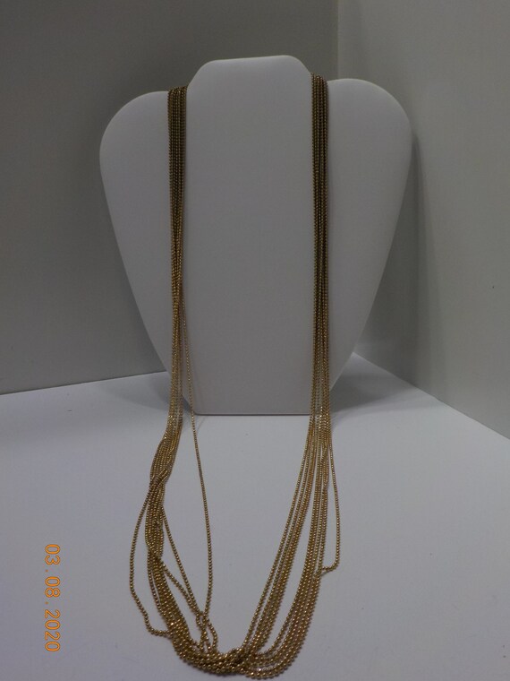 Vintage 34" Nine Strands Necklace (7424) Two-Tone… - image 1