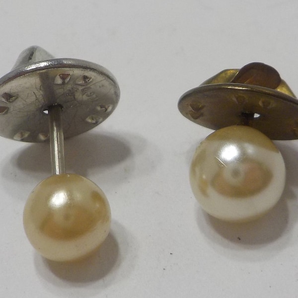 Vintage Faux Pearl Lapel Pin & Faux Pearl Tie Tack (2017) 7mm Pearls