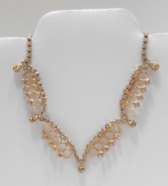 Gorgeous Scalloped Rhinestone Choker Necklace Dem… - image 3