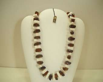 Vintage Trifari Lucite Choker Necklace (9012) Root Beer & White Lucite