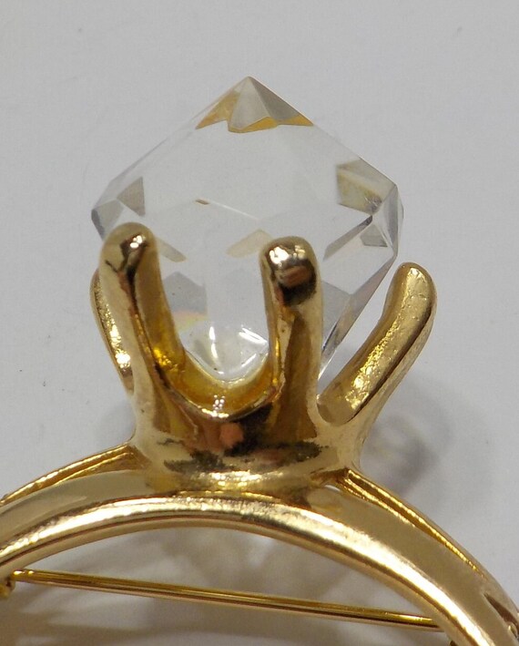 Vintage Large Crystal Engagement Ring Brooch (451… - image 7