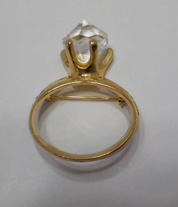 Vintage Large Crystal Engagement Ring Brooch (451… - image 1