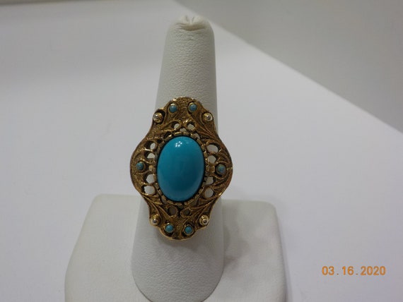 Vintage Vogue Ring (7475) Faux Turquoise---Adjust… - image 1