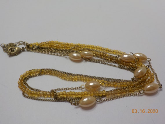 Vintage Four Strand Choker Necklace (7528) Faux P… - image 4