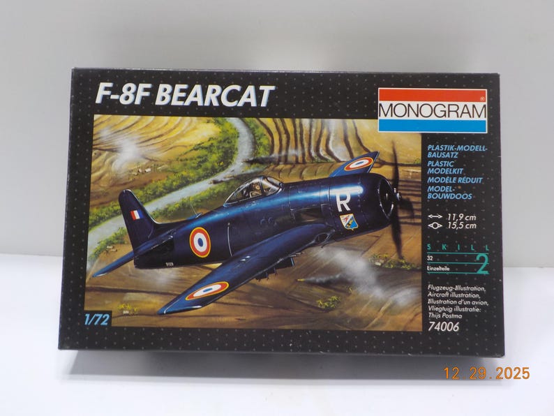 Vintage 1991 Monogram F-8F Bearcat (BP) 1/72 Scale Unassembled Model ...