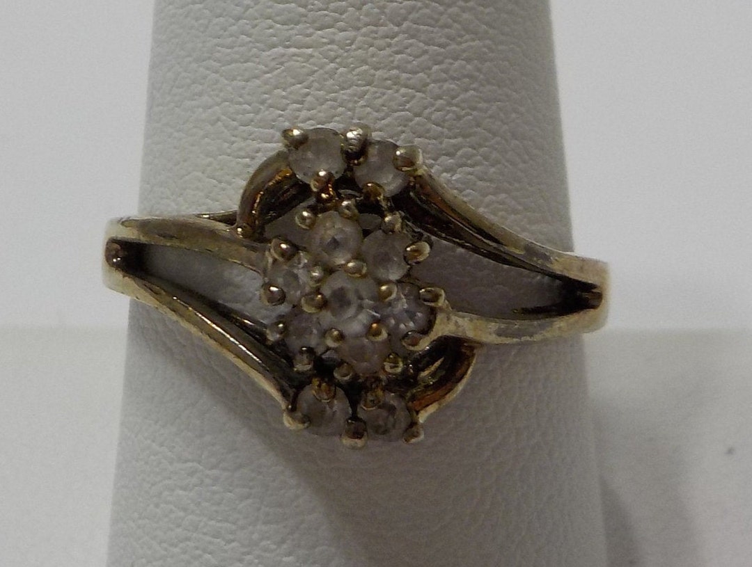 Vintage Gold Tone & Clear Rhinestone Ring (1213) Size 9--taiwan - Etsy