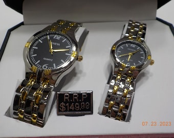 Vintage Geneva His Hers Matching Quartz Wrist Watches 1366 Classic Collection