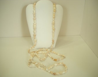 Vintage Tiny Conch Sea Shell Necklace (9196) 56" Long