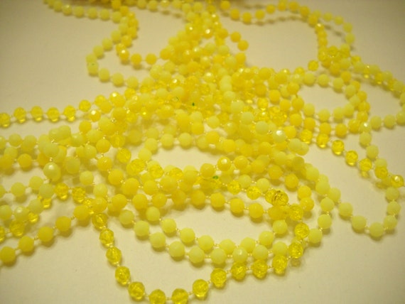 Vintage 50" Four-Strand Yellow Plastic Beaded Nec… - image 2