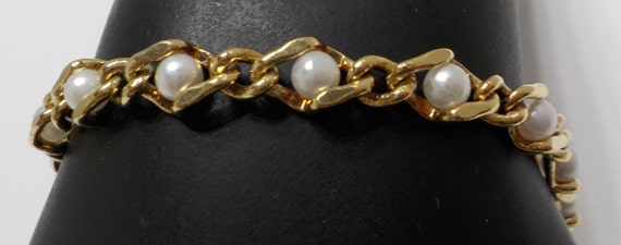 Vintage Faux Pearl Tennis Bracelet (1042) Gorgeou… - image 2
