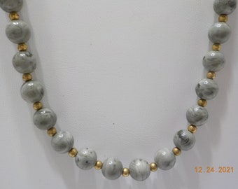Vintage Monet 17" Gray Beaded Necklace (7816)