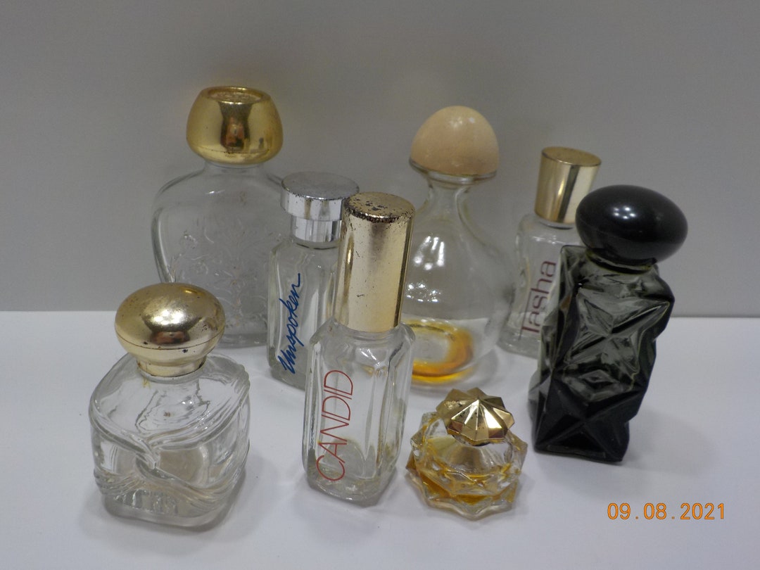 Vintage Avon Bottles 17A Eight Empty Glass Bottles for Vanity Display