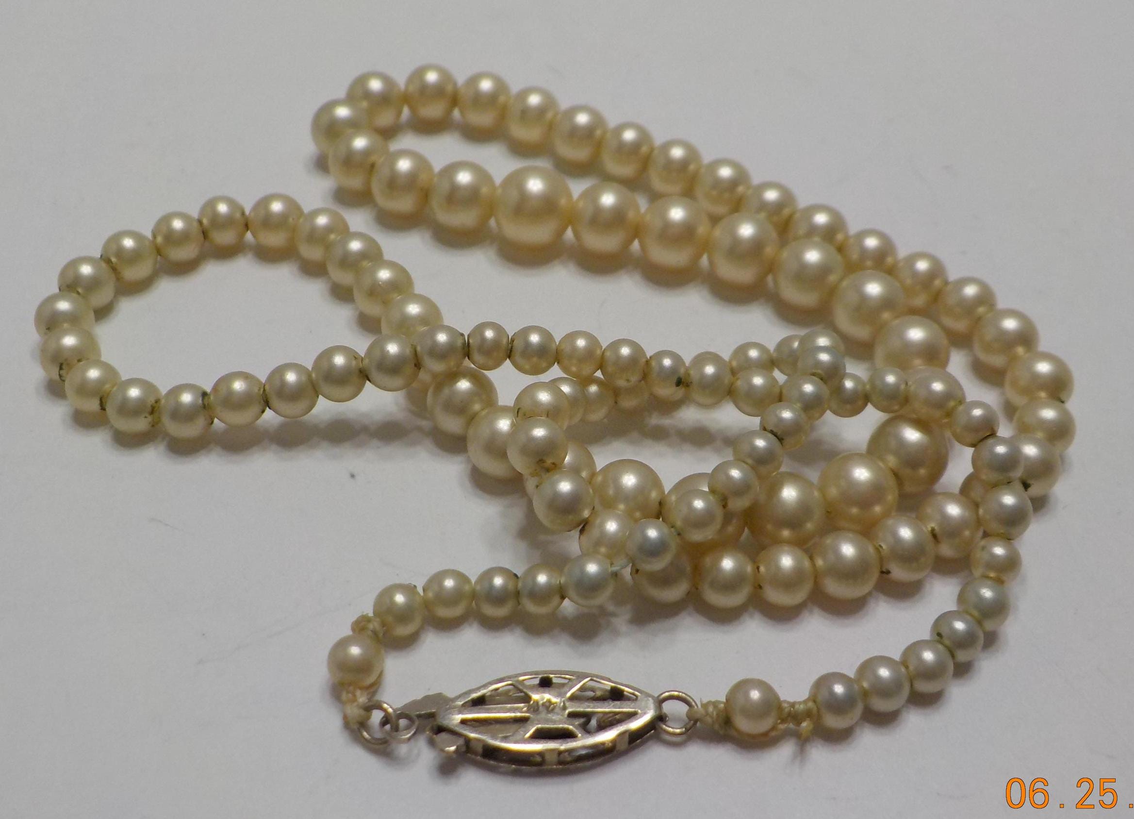 ネックレス・ペンダント Antique Pearl Necklace Vintage Les Bernard inc. baroque pearl necklace with