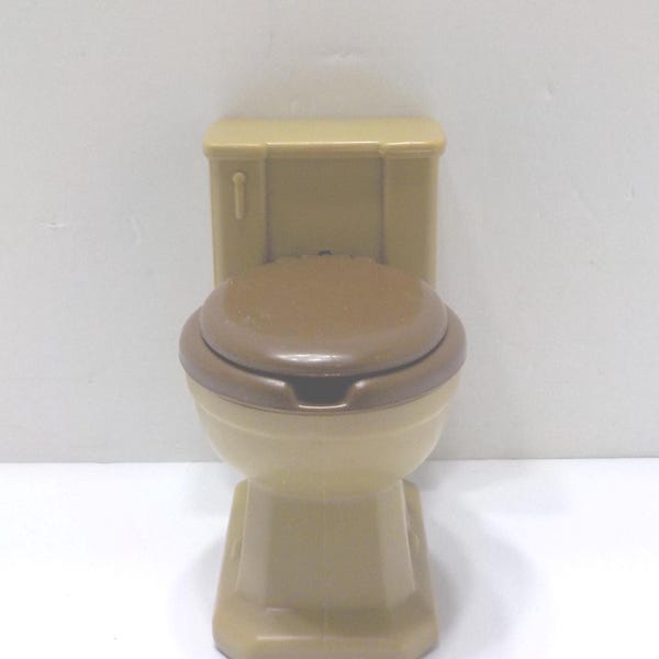 Vintage Miniature Two-tone Plastic Toilet With Working Lid (28-1) Hong Kong