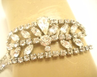 Gorgeous--Vintage Double Strand Rhinestones Bracelet---Gorgeous, Gorgeous, Gorgeous (1242)