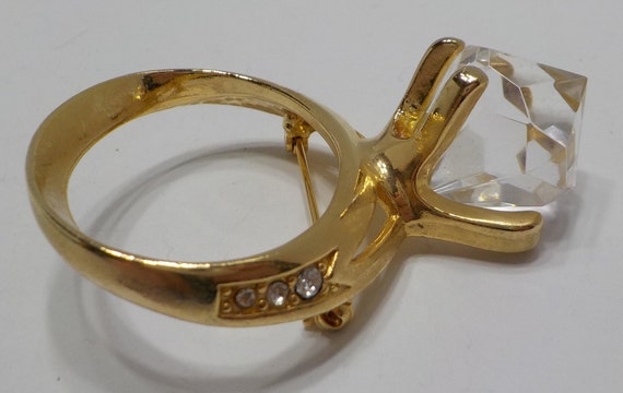 Vintage Large Crystal Engagement Ring Brooch (451… - image 5