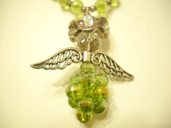 Vintage Lime Green Crystal Angel Bracelet (8736**) - image 1