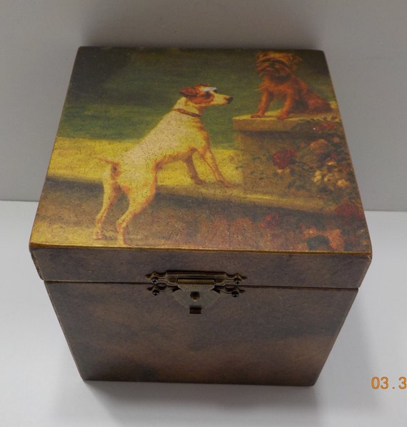 Vintage Wooden Trinket Box (19) Cute Dogs! - image 4