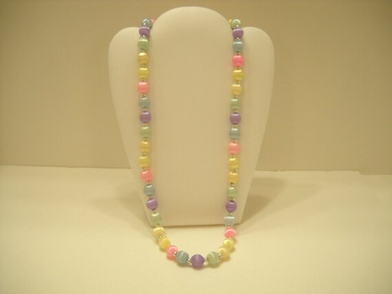 Vintage 24" Pastel String Beaded Necklace (2171) … - image 1