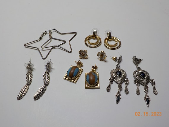Vintage Lot Six Pairs Pierced Earrings (8133) Sta… - image 1