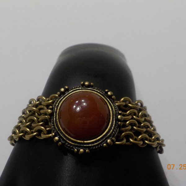 Vintage Jewel Kade (JK) Bracelet (2436) Dark Brown Cabochon