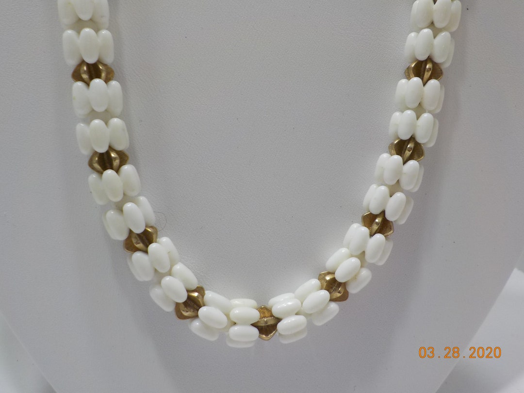 Monet white bead necklace discount