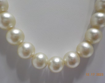 Vintage Faux Pearl Choker Necklace (5677) 11mm Beads