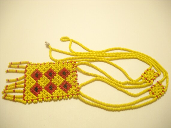 Vintage NATIVE AMERICAN NECKLACE (5170) Yellow an… - image 5