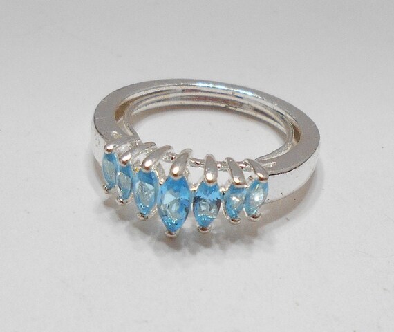Vintage Blue Crystal Navette Ring (6107) Size 8.5 - image 2