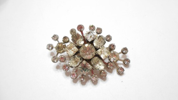 Large Clear Rhinestone Brooch (5623) Riveted Rhin… - image 2