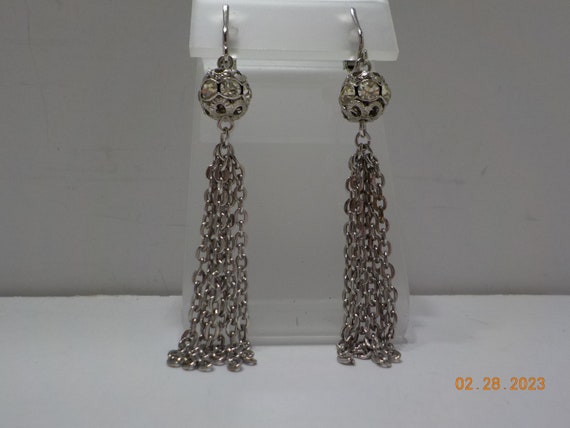 Vintage Sarah Coventry Rhinestone Dangle Earrings… - image 1