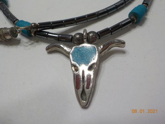 Vintage 22" Plastic Hematite Beaded Necklace (253… - image 6