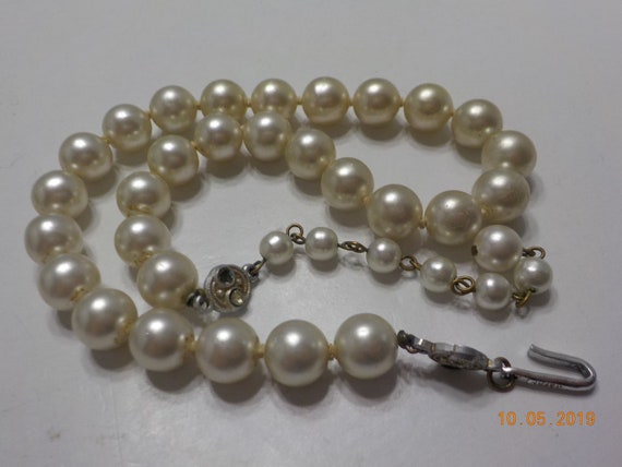 Vintage 10mm Faux Pearl Choker Necklace (4372) Ja… - image 4