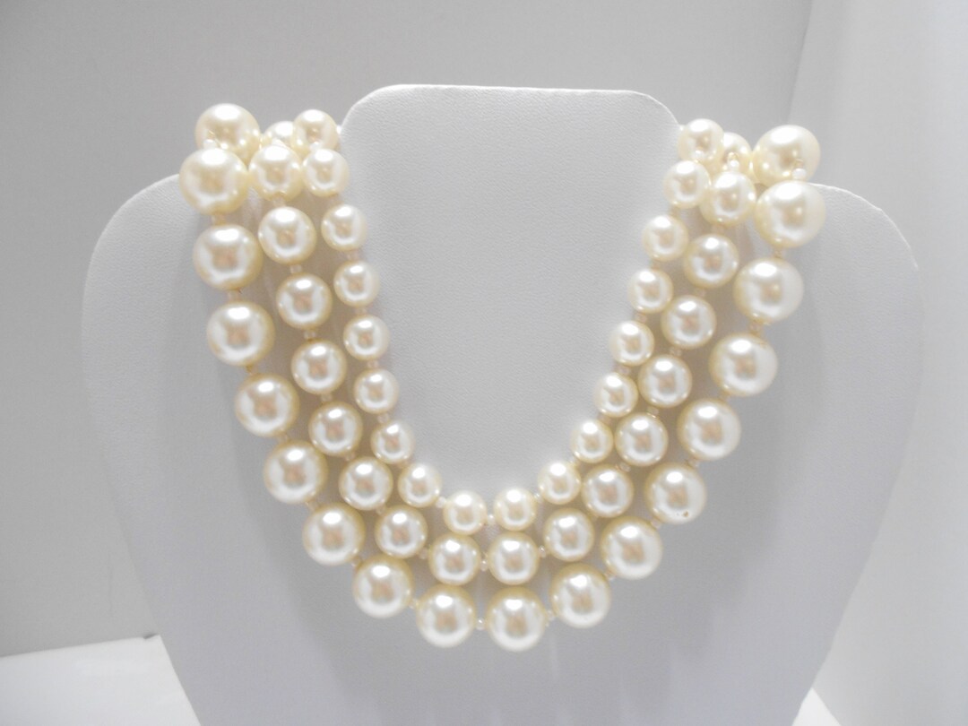 Lovely Triple Strand Faux Pearl Necklace (9826) Individually