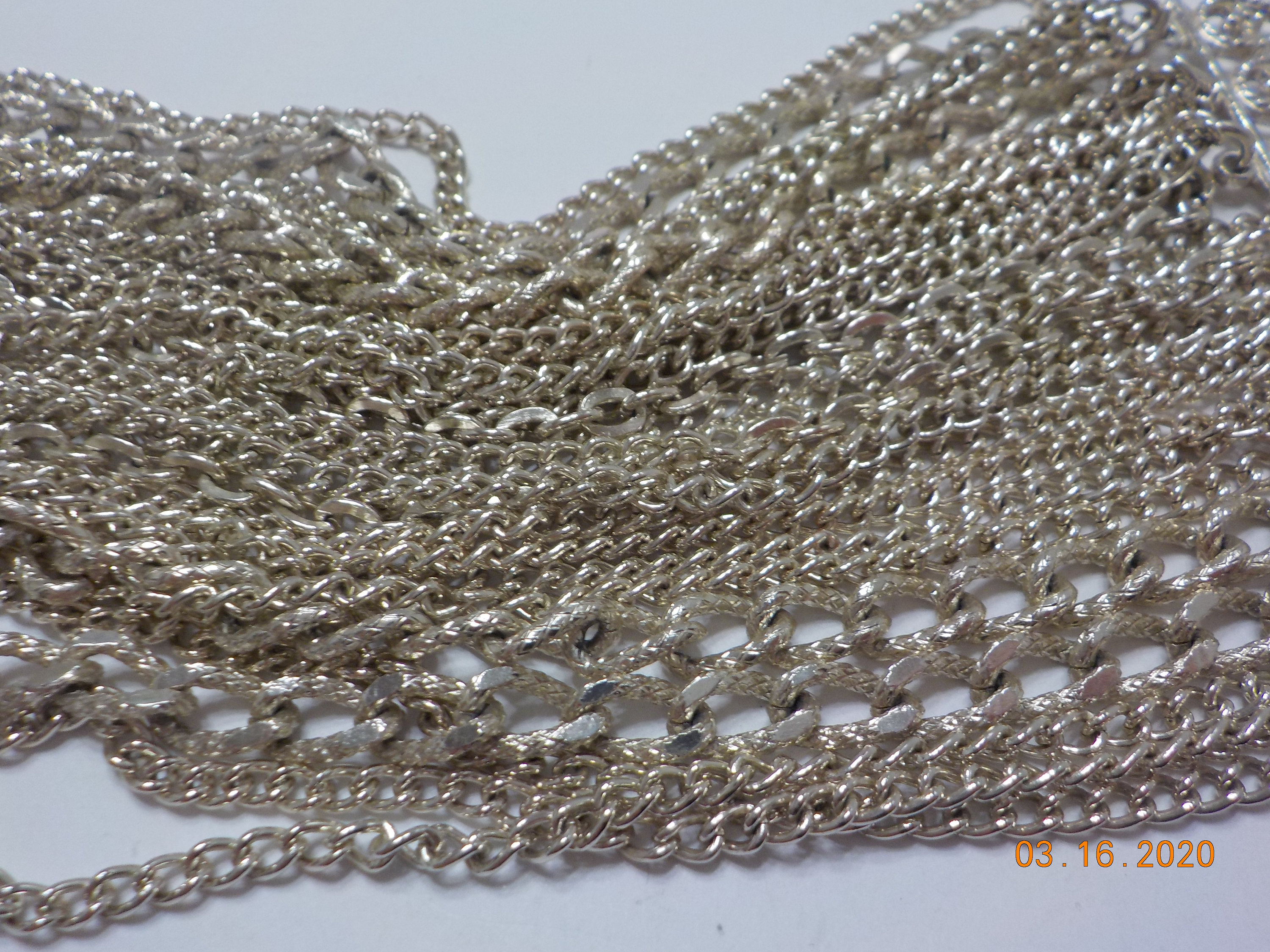 Vintage 14 Strands Silver Tone Graduating Bib Chain Necklace